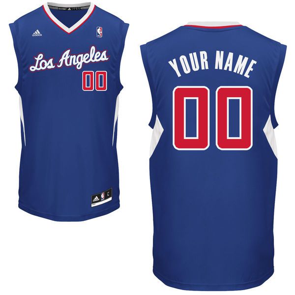 Men Adidas Los Angeles Clippers Custom Replica Alternate Blue NBA Jersey